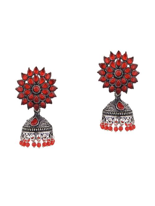 red metal jhumka earring - 18057248 - Very Small Image - 1
