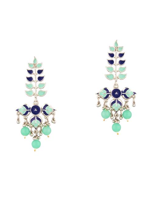 oxidized boho vintage tribal crystal dangle earrings set, blue - 18057252 - Very Small Image - 1