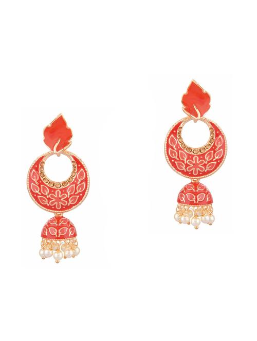 orange jhumka earrings set - 18057290 - Very Small Image - 1
