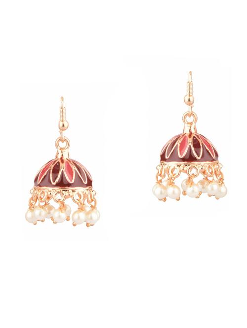 red metal jhumka earring - 18057305 - Very Small Image - 1