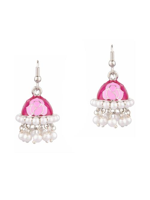 pink metal jhumka earring - 18057308 - Very Small Image - 1