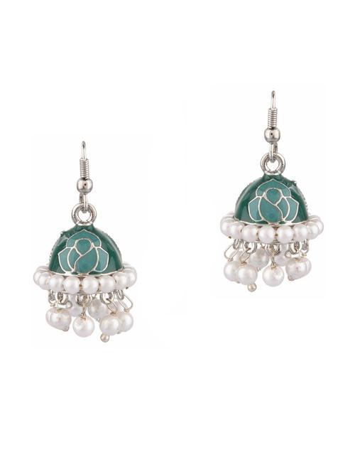 green metal jhumka earring - 18057309 - Very Small Image - 1