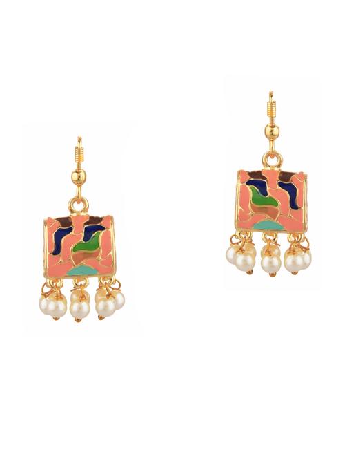 beige metal jhumka earring - 18057313 - Very Small Image - 1