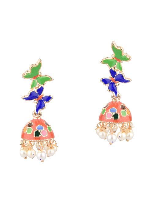 multi colored metal jhumka earring - 18057332 - Very Small Image - 1