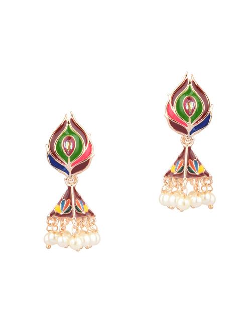 red metal jhumka earring - 18057339 - Very Small Image - 1