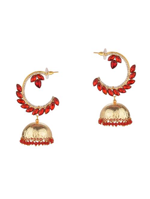 red jhumka earrings - 18057363 - Very Small Image - 1