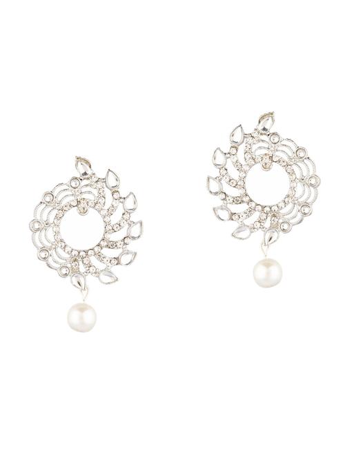 white metal drop earring - 18057375 - Very Small Image - 1