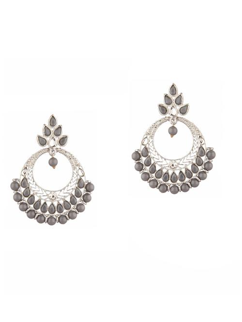 grey metal chandballi earring - 18057393 - Very Small Image - 1