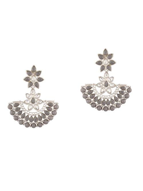 grey metal drop earring - 18057409 - Very Small Image - 1