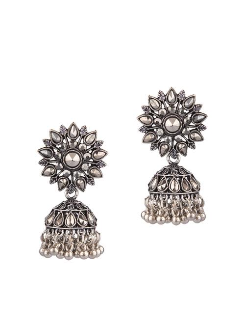black metal jhumka earring - 18057557 - Very Small Image - 1