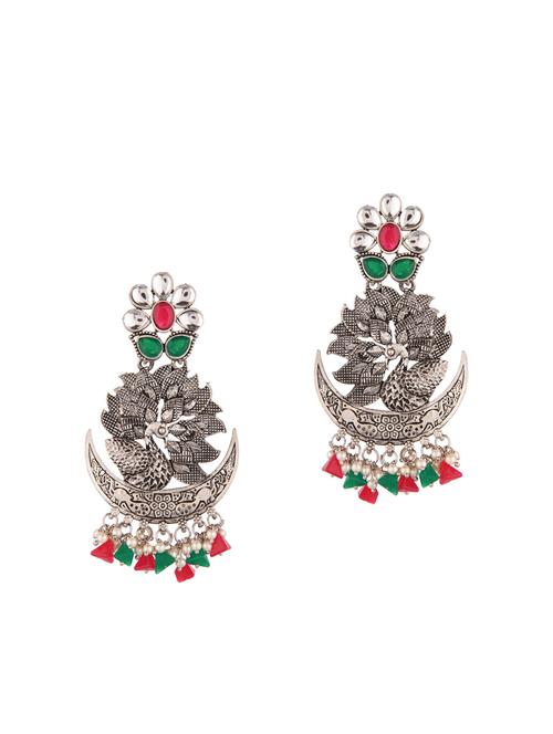 tribal crystal peacock dangle earrings set, multicolor - 18057604 - Very Small Image - 1