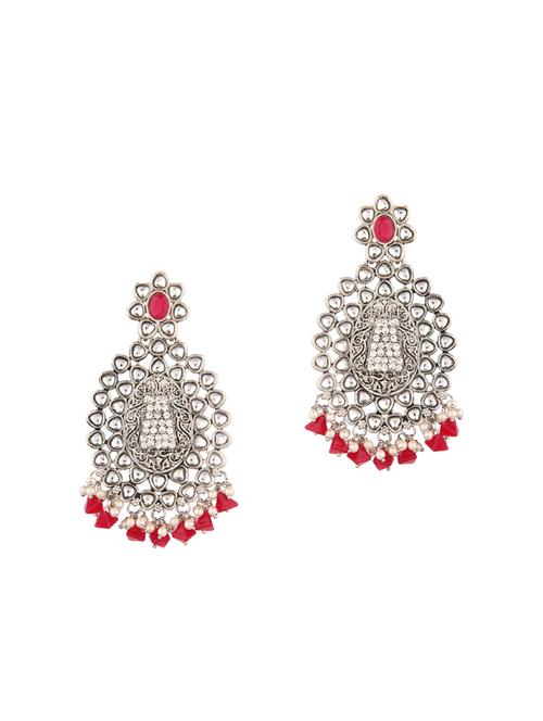 tribal crystal floral dangle earrings set, red - 18057606 - Very Small Image - 1