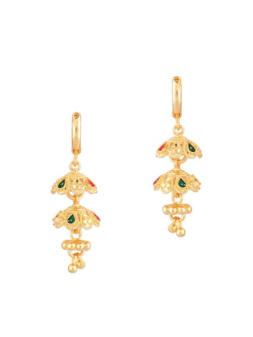 traditional multilayer jhumka hoop earrings set, golden color - 18057612 - Very Small Image - 1