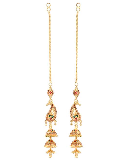 traditional long earchain dangle earrings set, multicolor - 18057634 - Very Small Image - 1