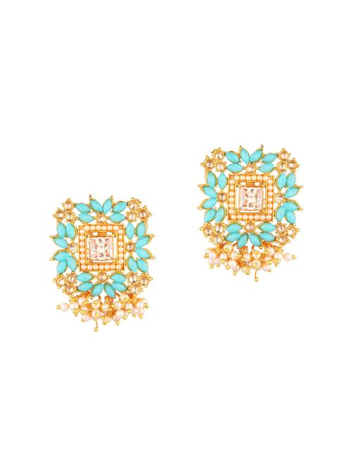 antique crystal big square stud earrings set, blue - 18057643 - Very Small Image - 1
