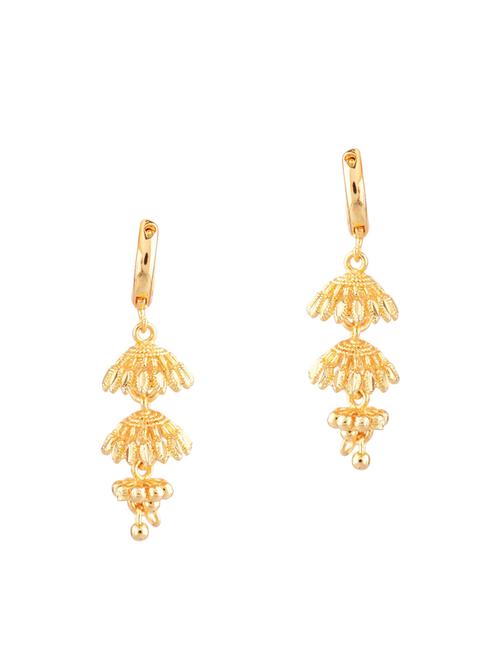 traditional multilayer jhumka hoop earrings set, golden color - 18057678 - Very Small Image - 1