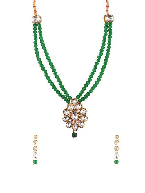 crystal floral pendant strand necklace earrings set, green - 18057808 - Very Small Image - 1