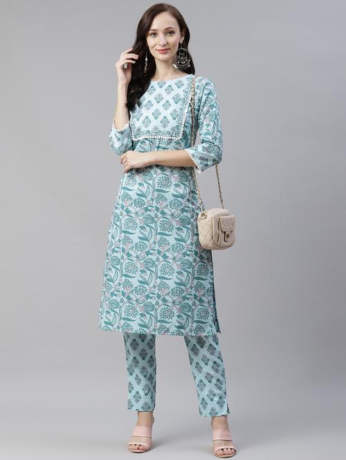 sky blue rayon straight kurta - 18058033 - Very Small Image - 1