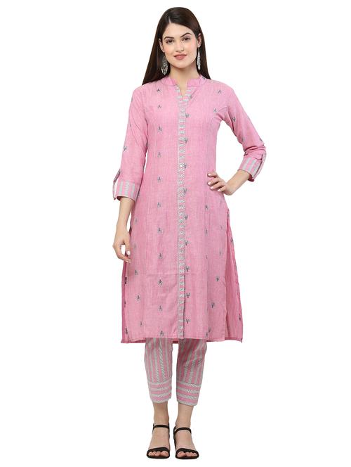 self design kurta pant set - 18058131 - Very Small Image - 1
