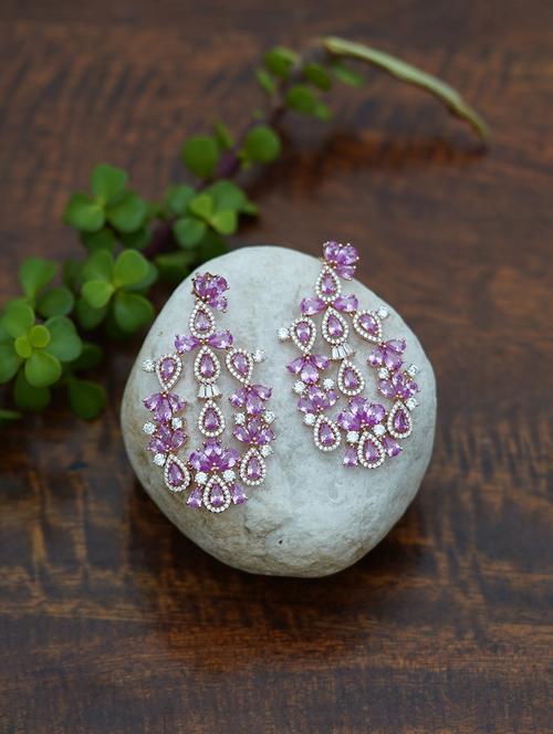 purple silver drop earring - 18058447 - Very Small Image - 1