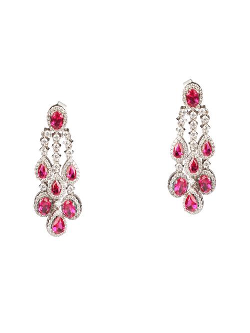 pink silver drop earring - 18058459 - Very Small Image - 1