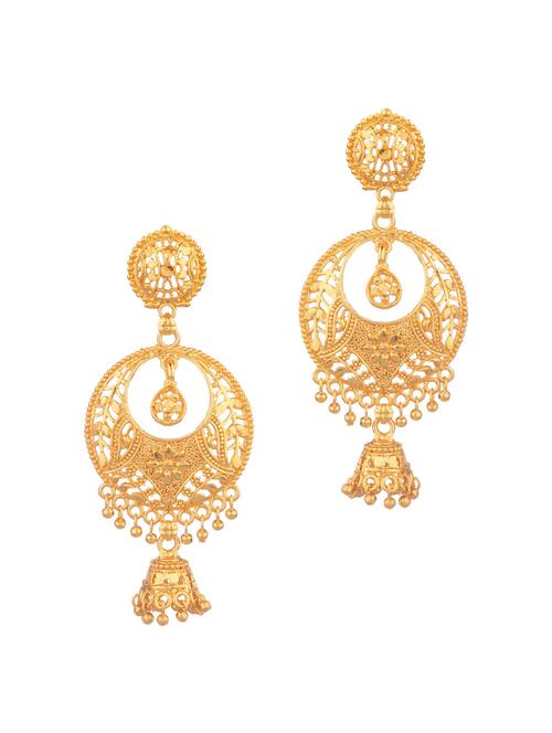 gold metal jhumka earring - 18058560 - Very Small Image - 1