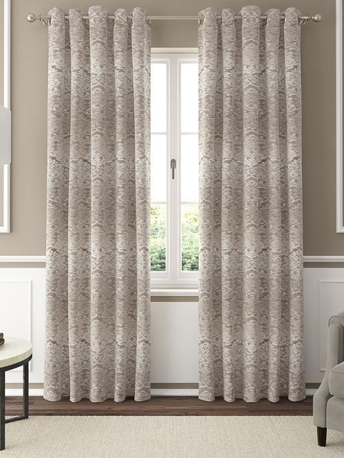 gm 7 feet damask grommet semi-sheer door curtain panel (set of 2) - 18058721 - Very Small Image - 1