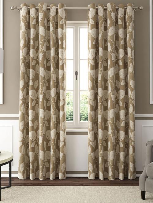 gm 7 feet floral grommet semi-sheer door curtain panel (set of 2) - 18058725 - Very Small Image - 1