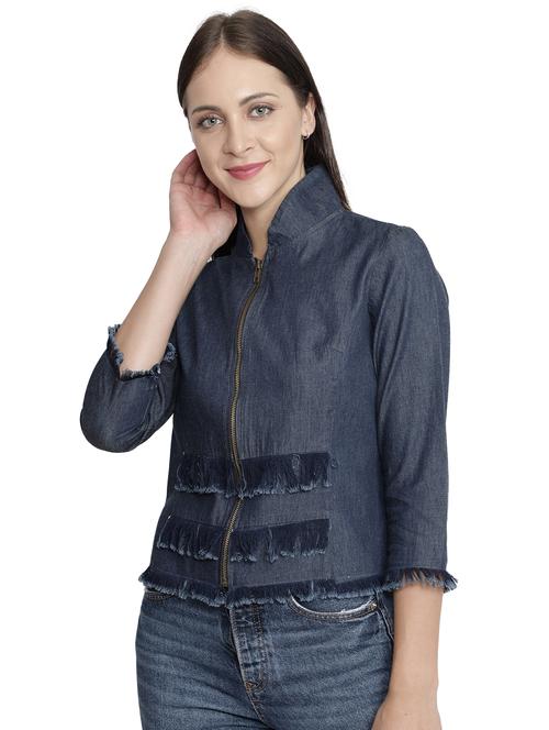 mandarin neck solid jacket - 18058823 - Very Small Image - 1