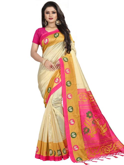 pink art silk printed saree - 18059178 - Very Small Image - 1