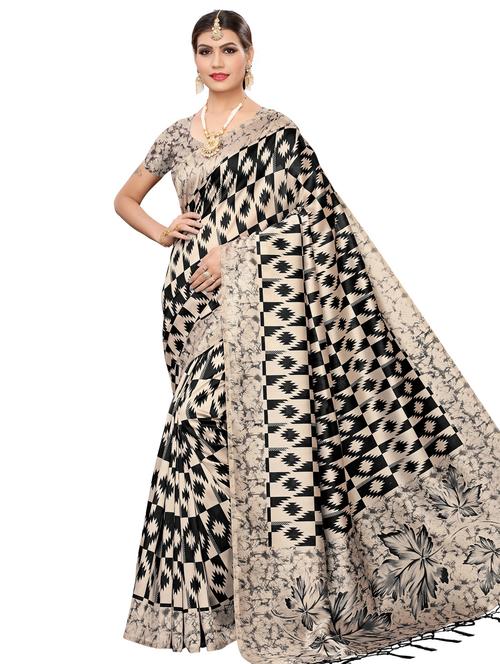 abstract printed saree with blouse - 18059198 - Very Small Image - 1
