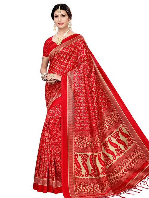 floral printed saree with blouse - 18059201 - Very Small Image - 1