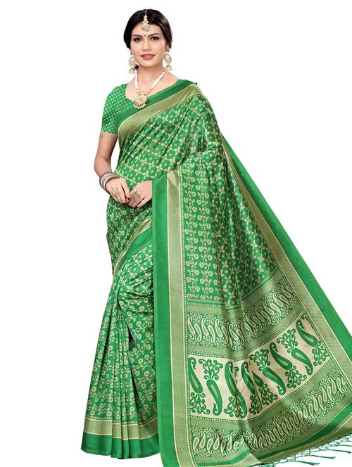 floral printed saree with blouse - 18059202 - Very Small Image - 1