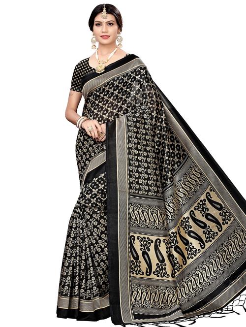 floral printed saree with blouse - 18059203 - Very Small Image - 1