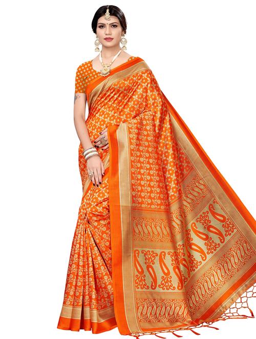 floral printed saree with blouse - 18059204 - Very Small Image - 1