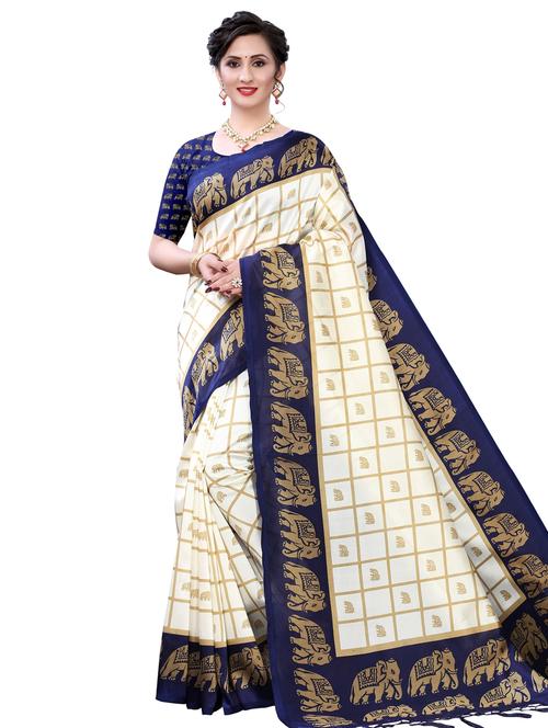 check printed saree with blouse - 18059208 - Very Small Image - 1