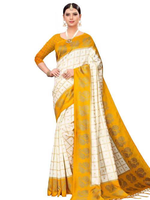 check printed saree with blouse - 18059217 - Very Small Image - 1
