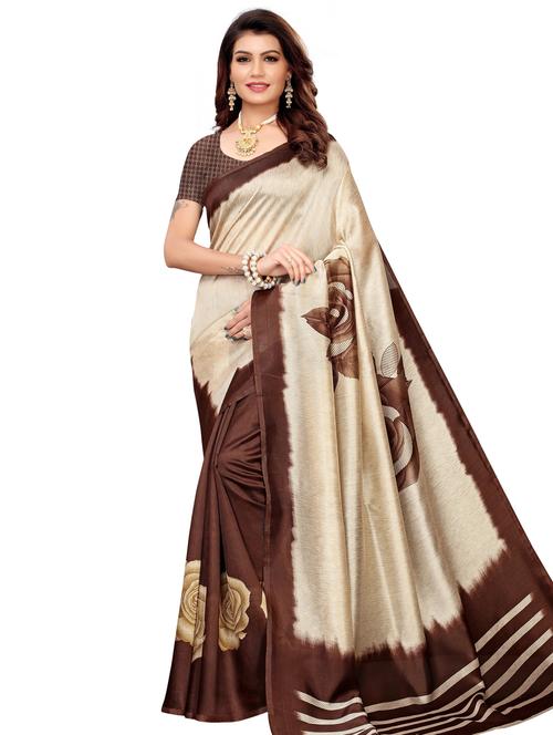 floral printed saree with blouse - 18059230 - Very Small Image - 1
