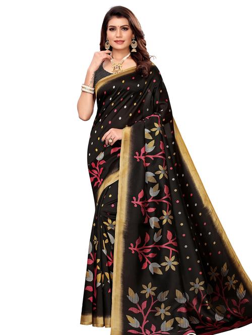 floral printed saree with blouse - 18059232 - Very Small Image - 1