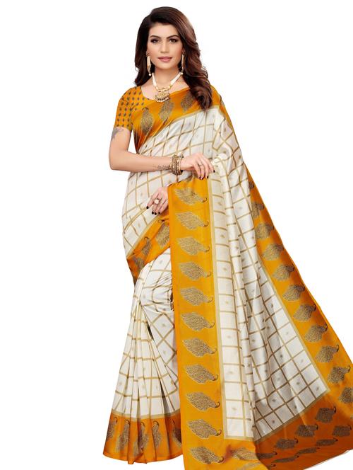 check printed saree - 18059237 - Very Small Image - 1