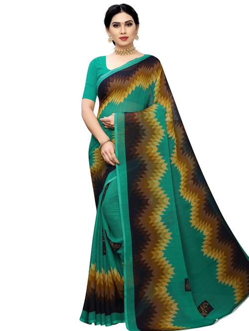 abstract printed saree with blouse - 18059260 - Very Small Image - 1