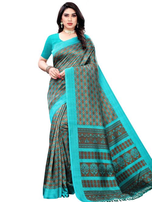 block printed saree with blouse - 18059267 - Very Small Image - 1