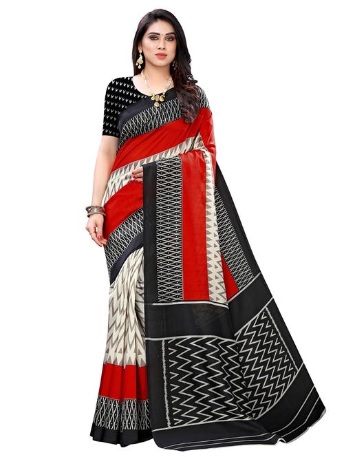 ikat printed saree with blouse - 18059313 - Very Small Image - 1