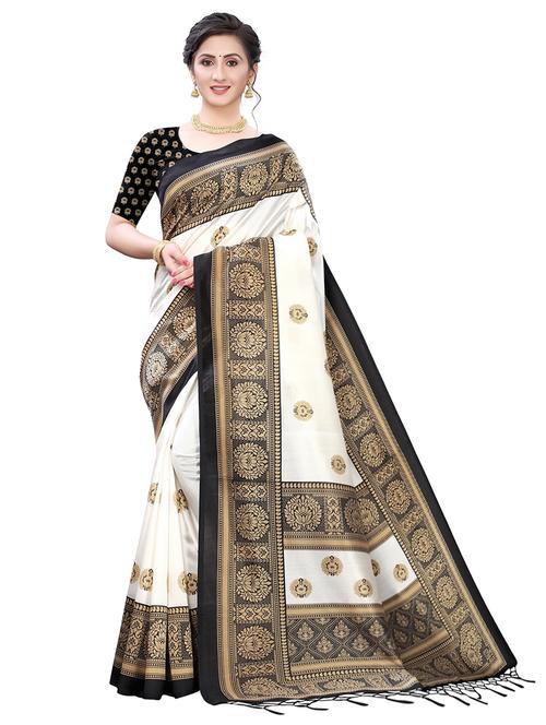 white art silk printed saree - 18059355 - Very Small Image - 1