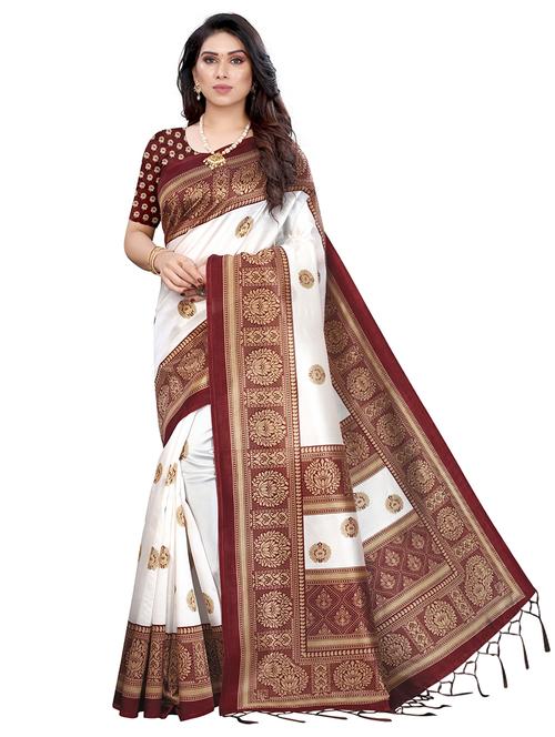 floral printed saree with blouse - 18059369 - Very Small Image - 1