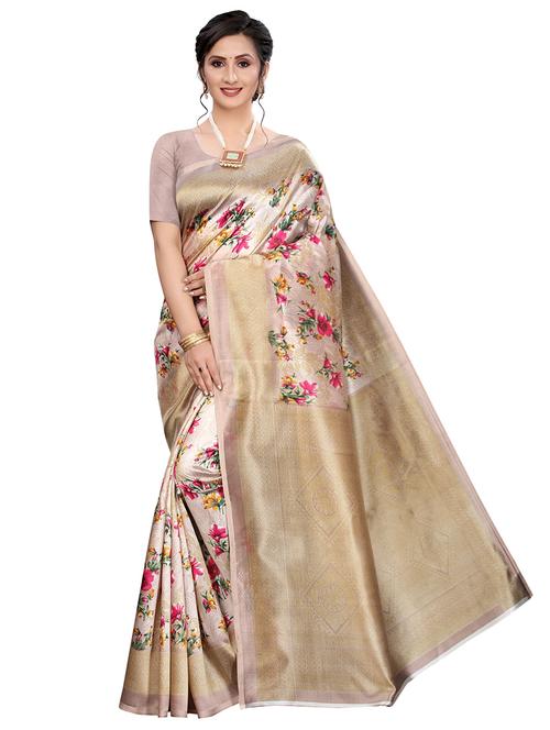 floral printed saree with blouse - 18059372 - Very Small Image - 1
