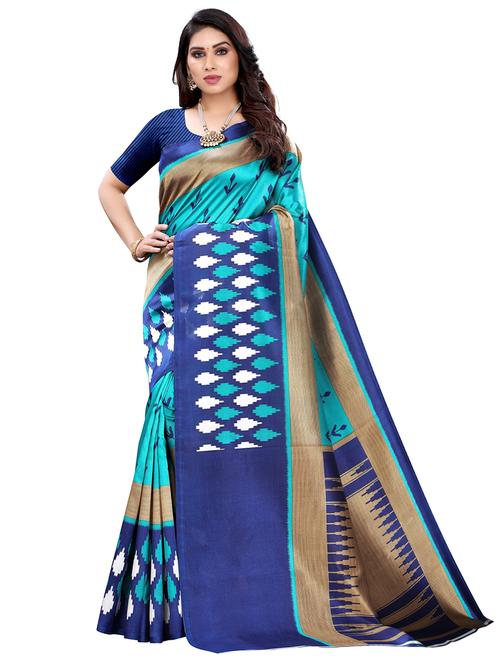 ikat printed saree with blouse - 18059388 - Very Small Image - 1