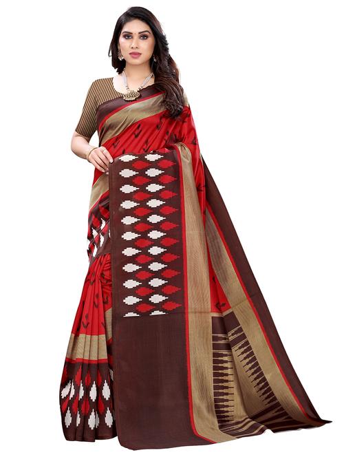 ikat printed saree with blouse - 18059391 - Very Small Image - 1
