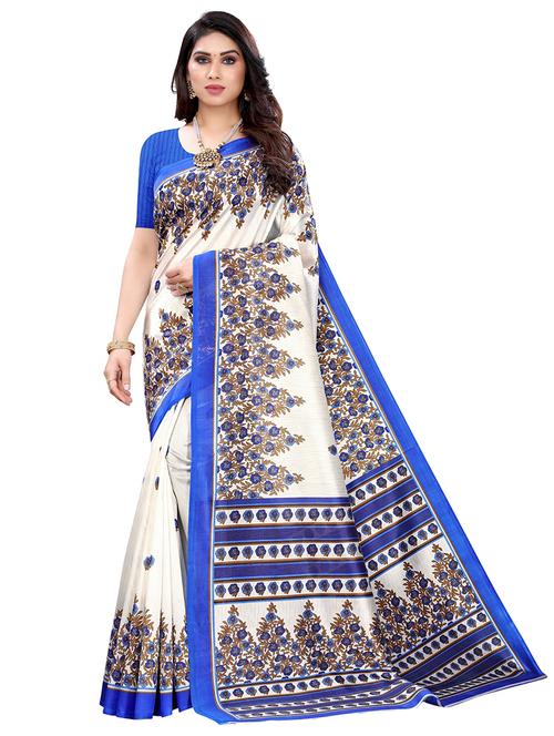floral printed saree with blouse - 18059396 - Very Small Image - 1