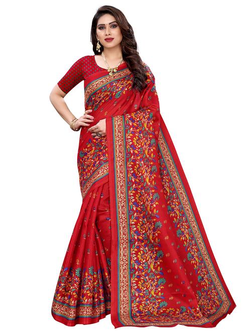 floral printed saree with blouse - 18059459 - Very Small Image - 1